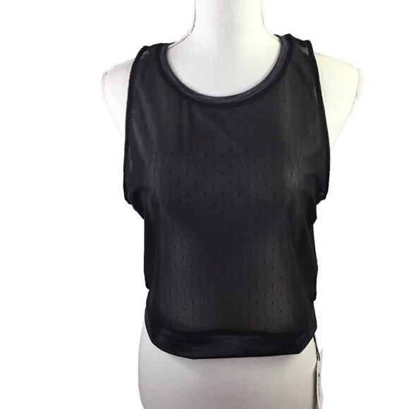 Zyia Active Luxe Mesh Crop Tank NWT Size XXL Sheer Sleeveless Black Dot Calm - Picture 3 of 9